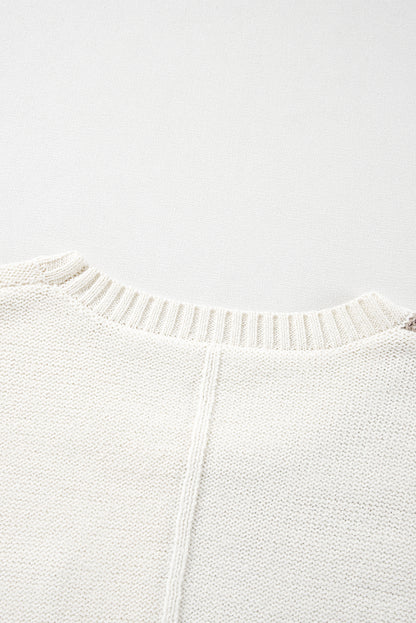 Vineyard Green Colorblock Pullover mit aufgesetzten Taschen und überschnittener Schulter