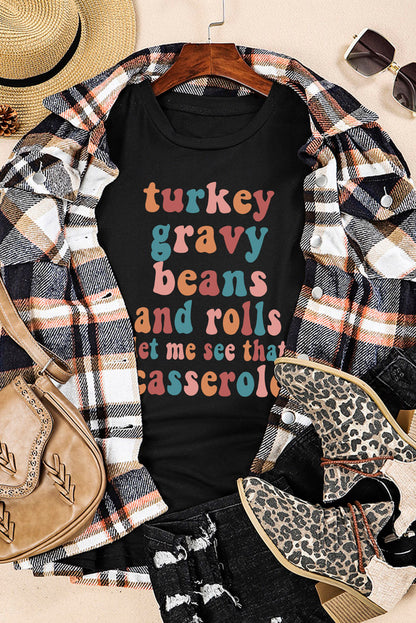 Schwarzes T-Shirt mit Food Lovers-Slogan und Grafik