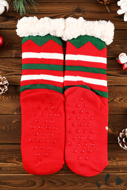 Feurig rote Weihnachts-Cartoon-Muster Wollstricksocken
