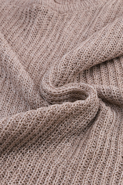 Grauer, lässiger Pullover mit Dolman-Ärmeln und hohem Bund