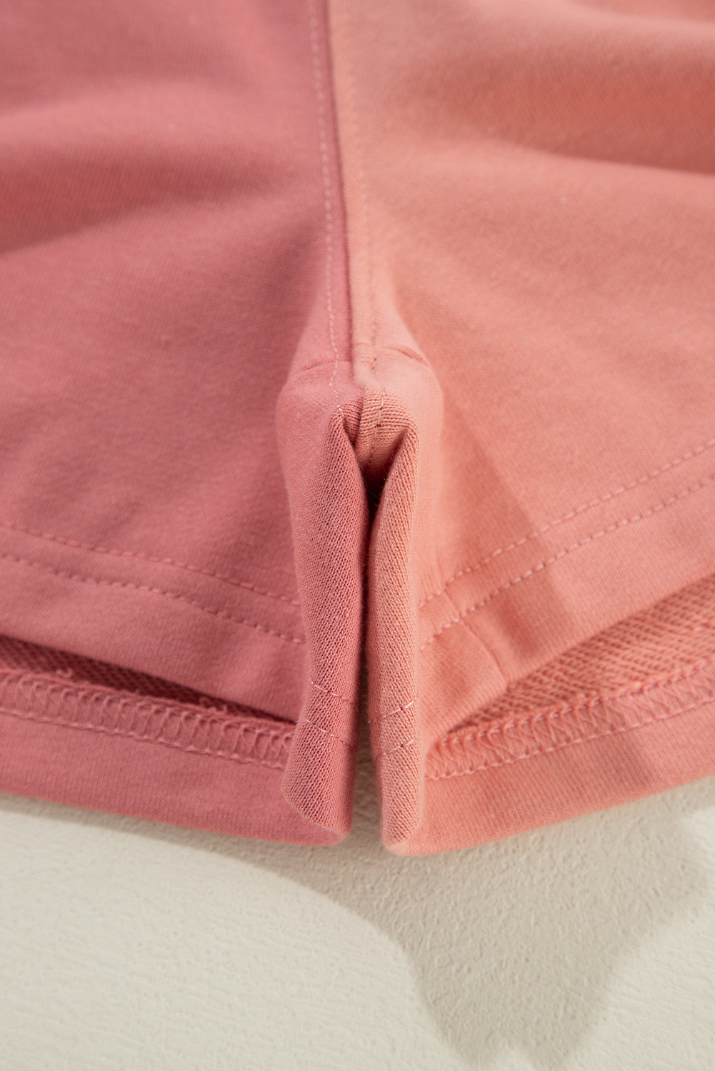 Pfirsichblüten-Colorblock-Patchwork-Langarm-Shorts-Outfit