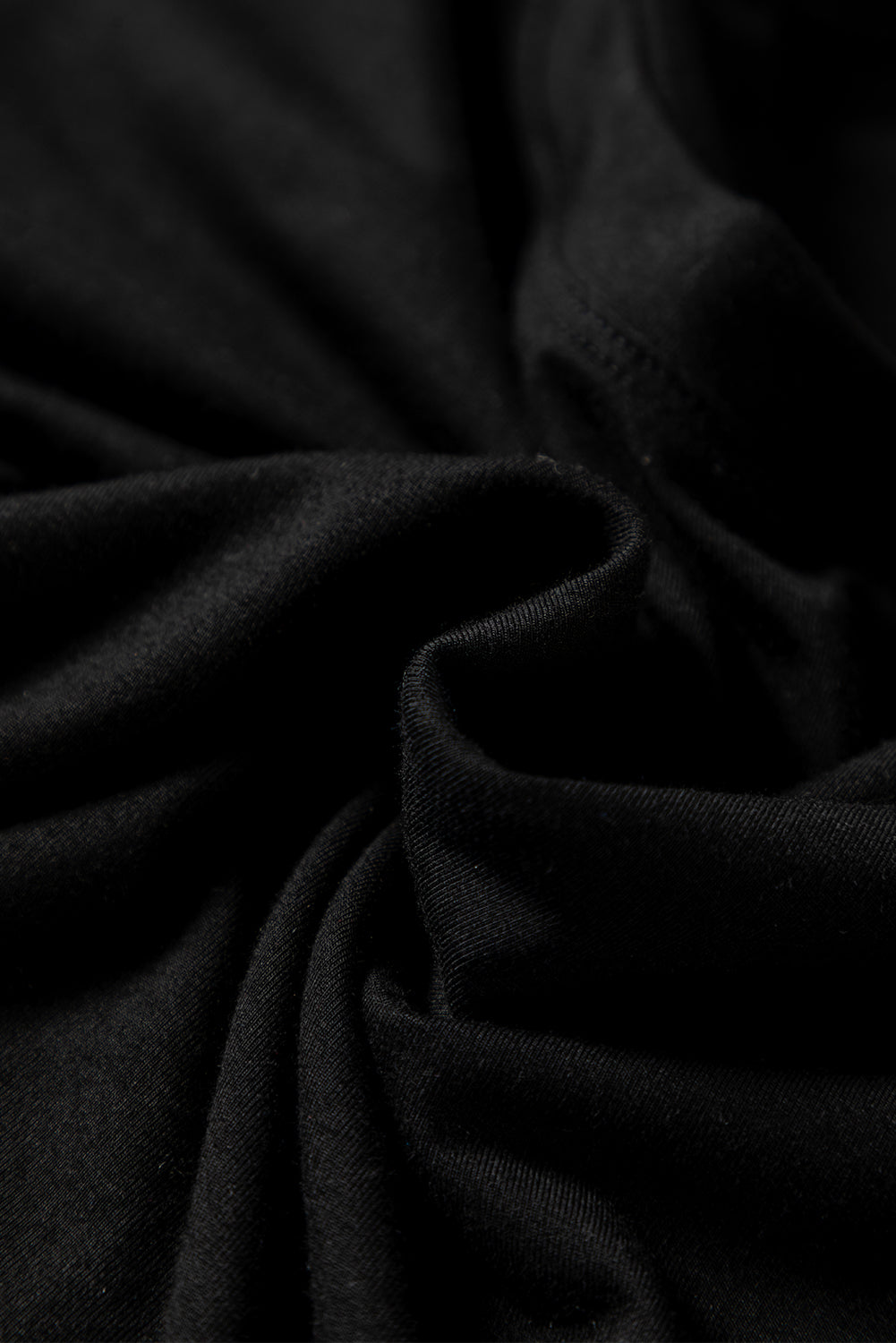 Black Solid Color Long Sleeve Fitted Top