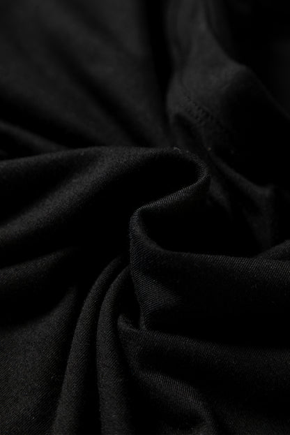 Black Solid Color Long Sleeve Fitted Top