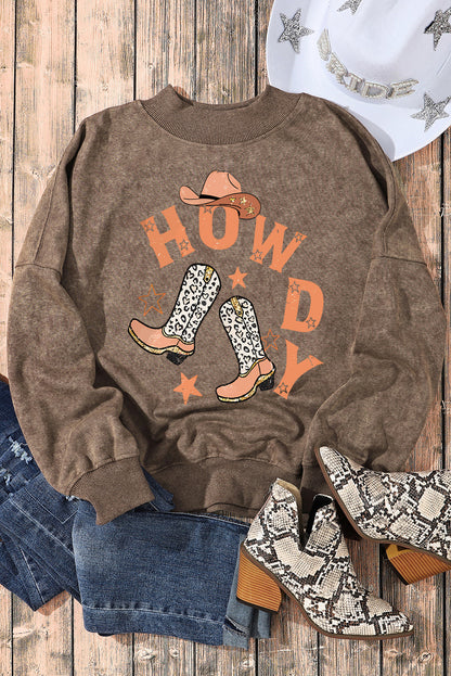 Braunes HOWDY Western Fashion Grafik-Sweatshirt