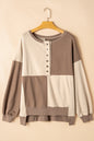 Parchment – Henley-Sweatshirt mit Farbblockdesign und hohem Bund in Übergröße