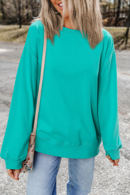 Aruba Blaues, schlichtes Sweatshirt mit Rundhalsausschnitt und überschnittener Schulter