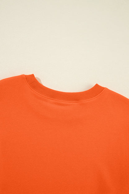 Orangefarbenes, einfarbiges, klassisches Sweatshirt mit Rundhalsausschnitt