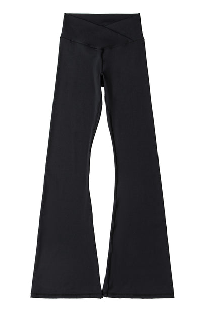 Schwarze, ausgestellte Leggings in V-Form mit hoher Taille