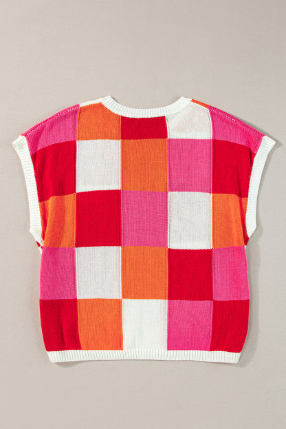 Feurig-roter Pullover mit Farbblockdesign und Flügelärmeln