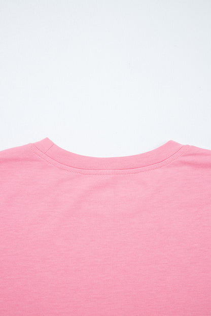 Sachet Rosa Tropfen Schulter Spitze Rüschen Ärmel Patchwork Lose Sweatshirt