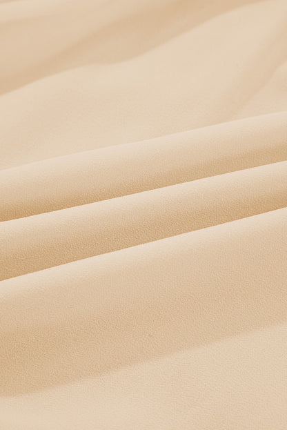 Parchment Pleated Ruffle Long Sleeve Chiffon Blouse