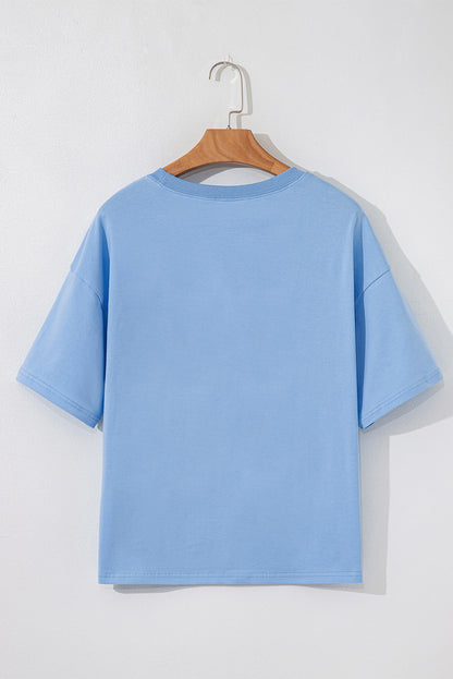 Myosotis Flag Bow Graphic Rundhals-T-Shirt