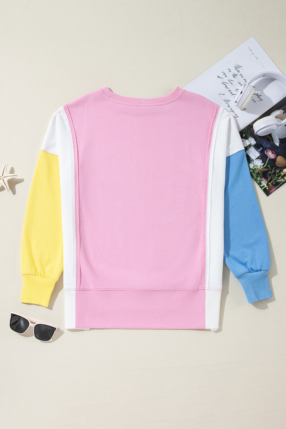 Bonbon – Sweatshirt mit Rundhalsausschnitt und sichtbaren Seitenschlitzen in Farbblock-Optik