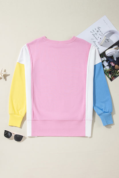 Bonbon – Sweatshirt mit Rundhalsausschnitt und sichtbaren Seitenschlitzen in Farbblock-Optik