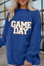 Dunkelblaues GAME DAY-Sweatshirt mit Glitzerdetail und überschnittener Schulterpartie