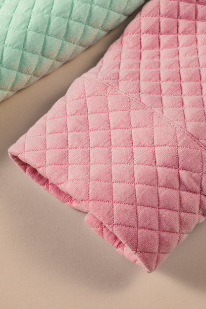 Grüne Steppjacke mit Patchwork-Patchwork-Klappentasche und Farbblock