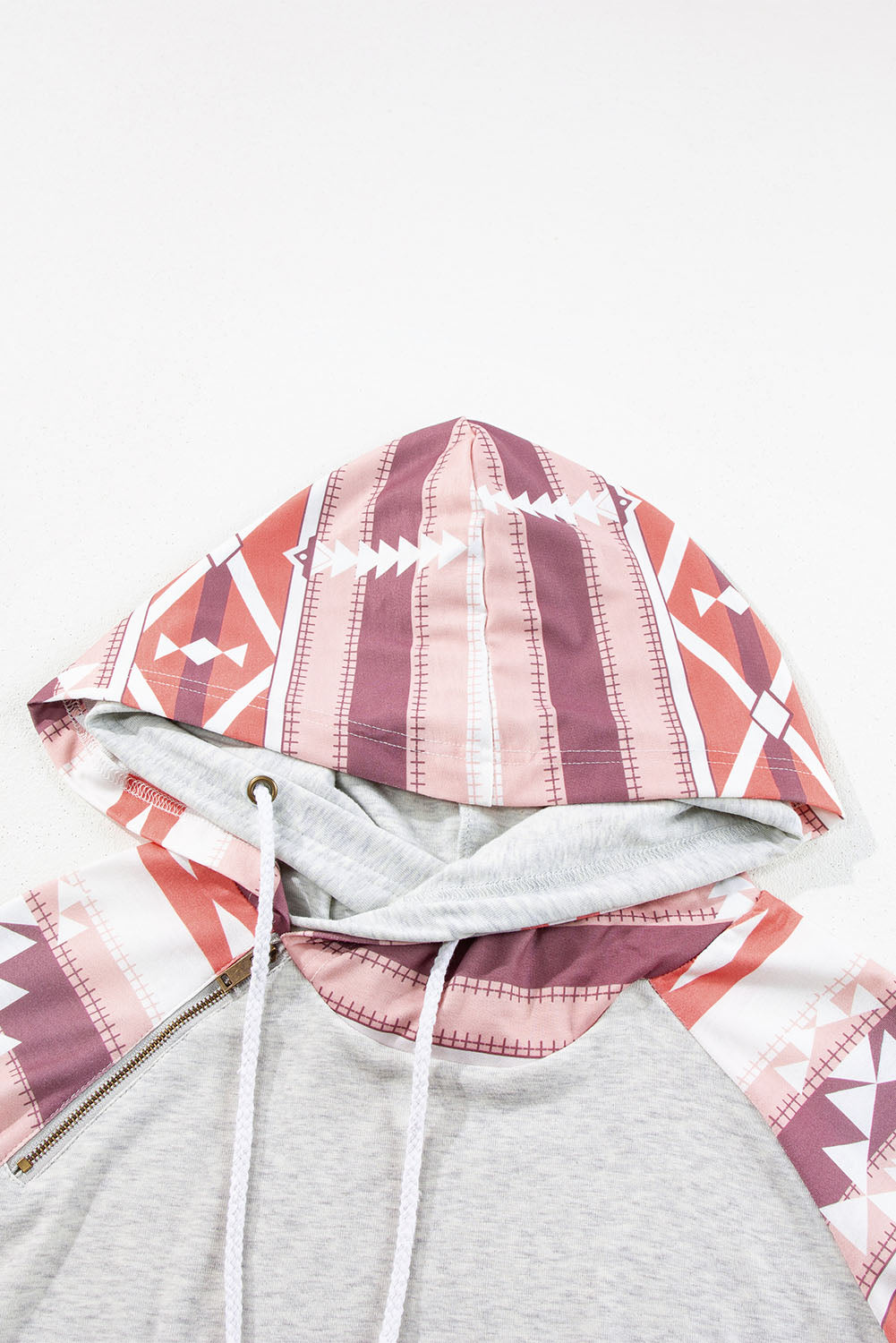 Patchwork-Hoodie mit Doppelkapuze im Western-Azteken-Print