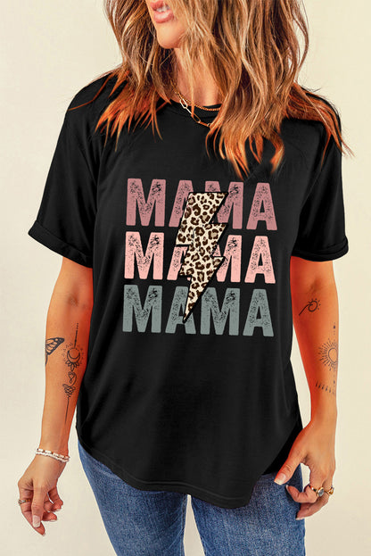 Schwarzes T-Shirt mit MAMA-Bolt-Grafik