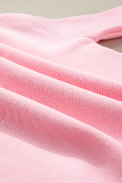 Pinkes LOVER Pullover-Sweatshirt mit Puff-Print und überschnittener Schulter