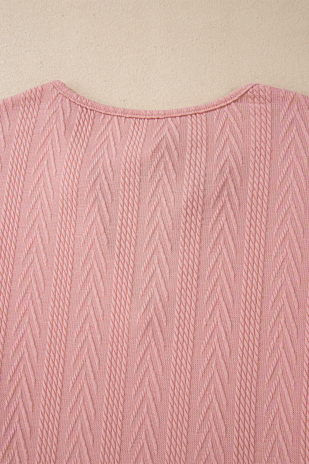 Altrosa Bluse mit V-Ausschnitt und floralem Patchwork-Muster und Kordelzug