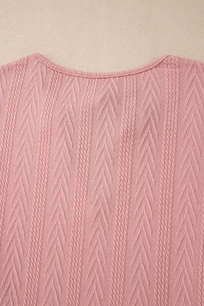 Altrosa Bluse mit V-Ausschnitt und floralem Patchwork-Muster und Kordelzug