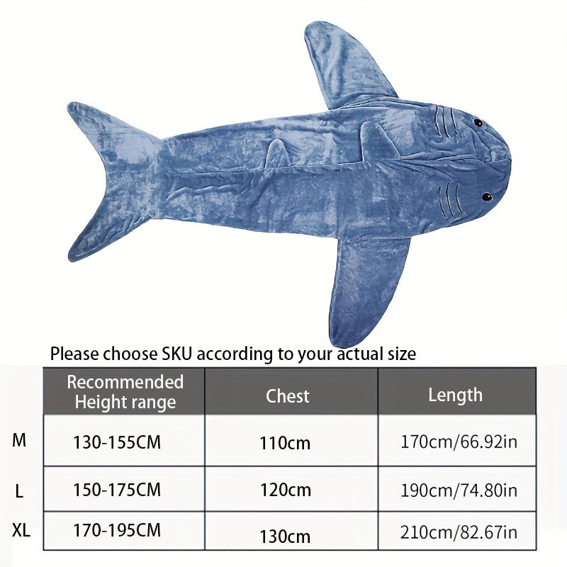 Adult Shark Onesie Blanket: Super Soft Cosy Flannel