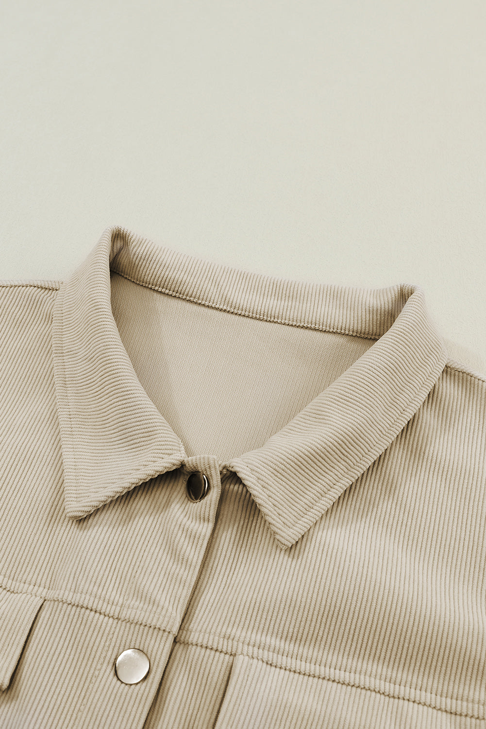 Khaki Plus Size Crochet Pattern Back Corduroy Jacket