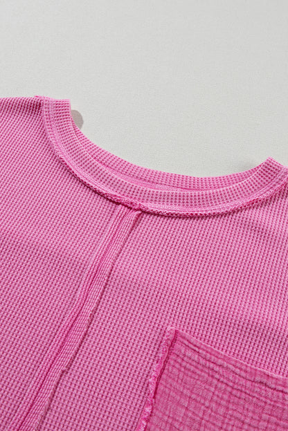 Übergroßes Oberteil mit Mineralwaschung und strukturierten Armreifen in leuchtendem Pink
