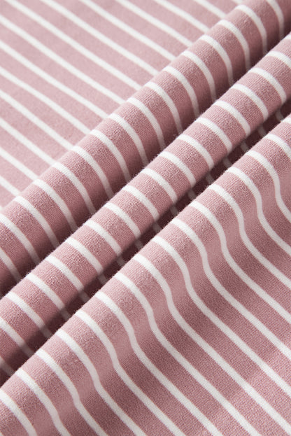 Purple Stripe Thumbhole Side Slits Drop Shoulder Loose Fit Hoodie