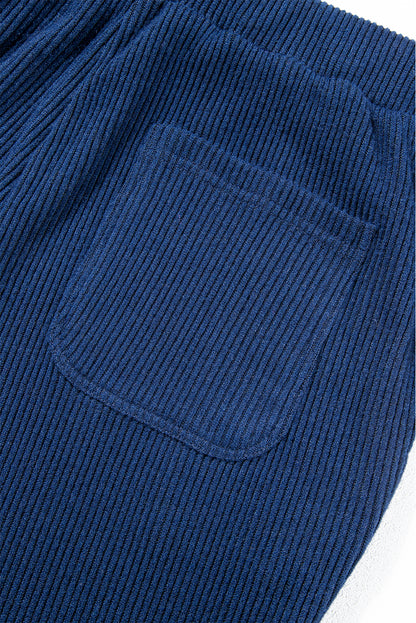 Marineblaues Set aus kurzem Hoodie und Jogginghose mit Kordelzug