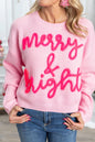 Rosafarbener Merry &amp; Bright Pop-Up-Waffel-Strickpullover mit Buchstaben