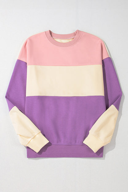 Meadow Mauve – Sweatshirt mit Patchwork-Print und überschnittener Schulterpartie im Colorblock-Stil