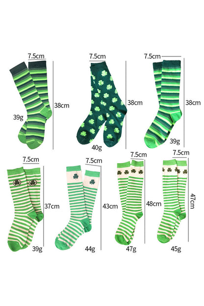 Dunkelgrüne Schlauchsocken mit St. Patricks Kleeblatt-Print