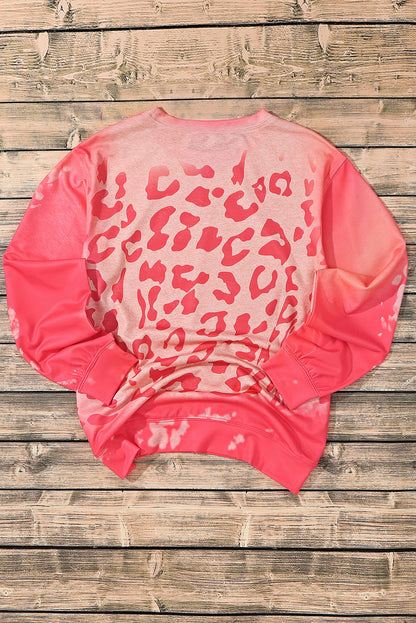 Pink Bleached Cheetah Print Sweatshirt