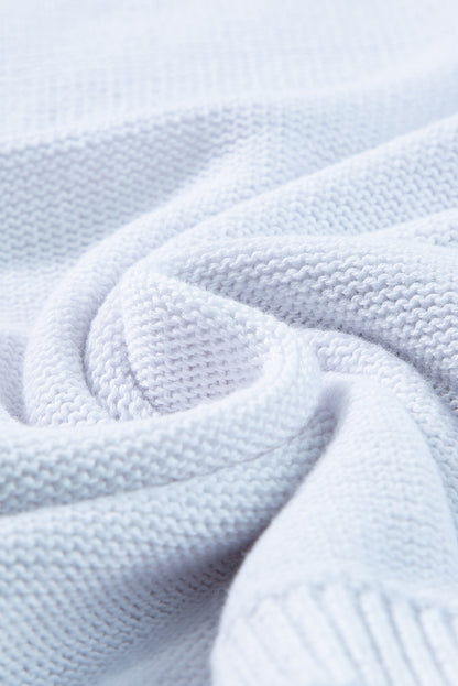 Weiße, mehrfarbige, kurzärmlige Pullover mit Häkelblumenmuster