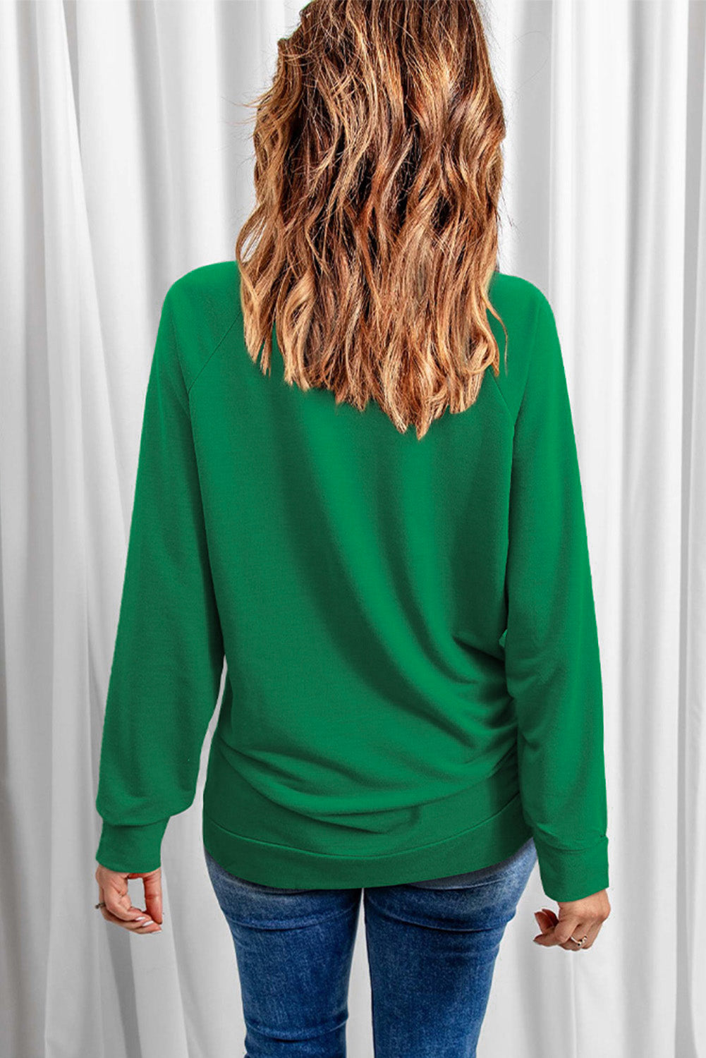Grünes Sweatshirt mit Raglanärmeln und Glücksklee-Print von St. Patrick's Day