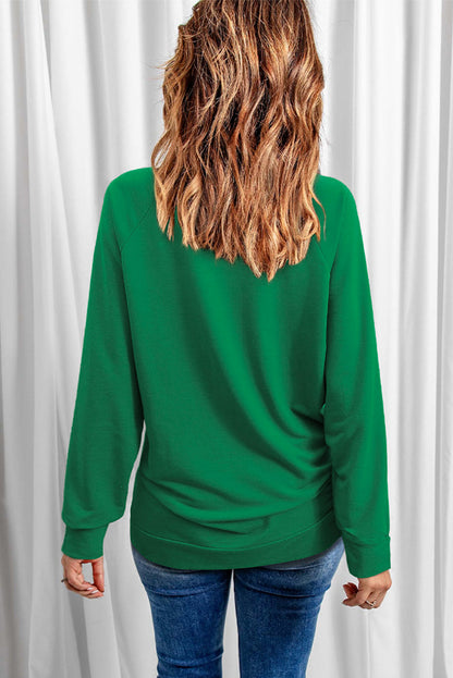 Grünes Sweatshirt mit Raglanärmeln und Glücksklee-Print von St. Patrick's Day