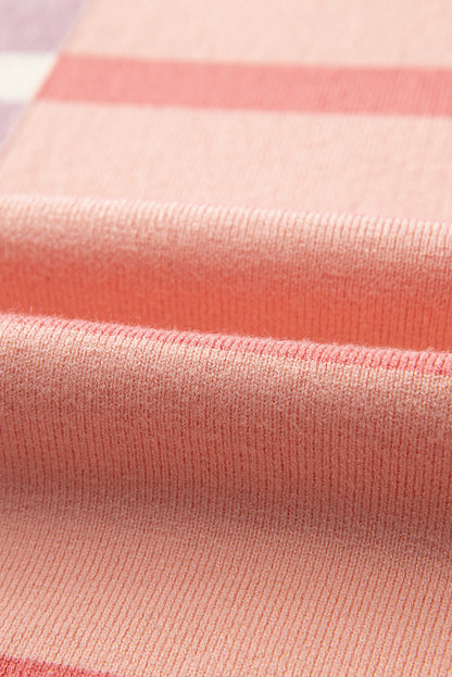 Oversize-Pullover mit rosa Streifen und Colorblock