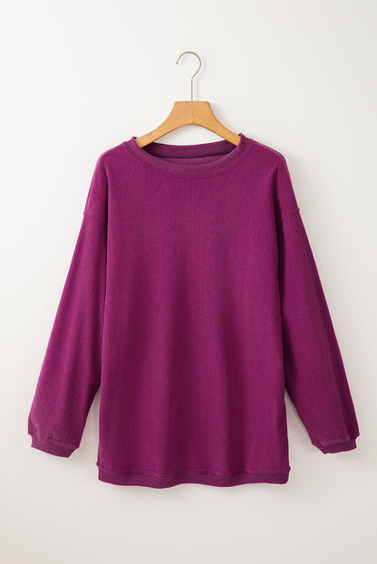 Übergroßes Festival-Sweatshirt aus geripptem Cord in Fuchsia