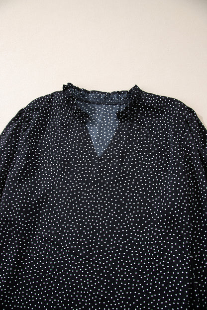 Schwarze Bluse mit V-Ausschnitt und Leopardenmuster in Übergröße