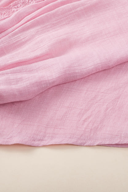 Hellrosa Maxi-Kimono mit offener Vorderseite und Spitzenspleiß