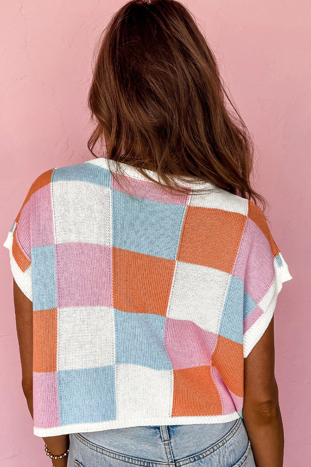Pullover mit Flügelärmeln und Farbblockdesign in Grapefruitorange