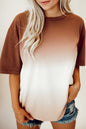 Braunes T-Shirt mit Rundhalsausschnitt und Farbverlauf