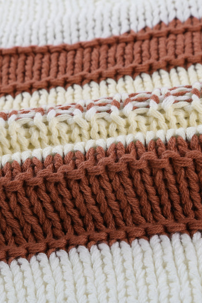 Gestrickter Pullover mit V-Ausschnitt und Laternenärmeln