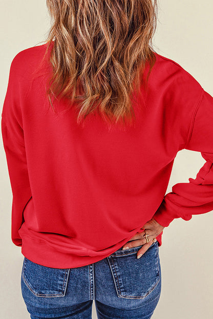 Rotes Puff-Sweatshirt mit XOXO-Print und Valentinstagsherz