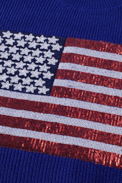Bluing Sparkling American Flag Knitted Vest
