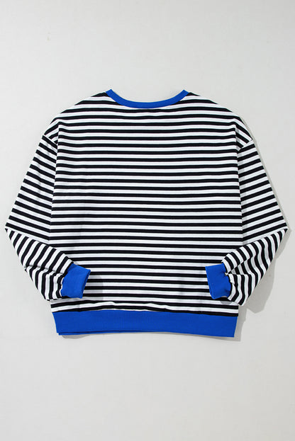 Oversize-Pullover mit Kontrastbesatz und schwarzen Streifen