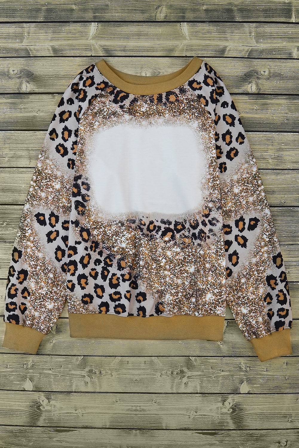 Gebleichtes Langarm-Top mit Leopardenmuster