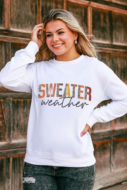 Weißes Sweatshirt mit Monogramm „Weather“