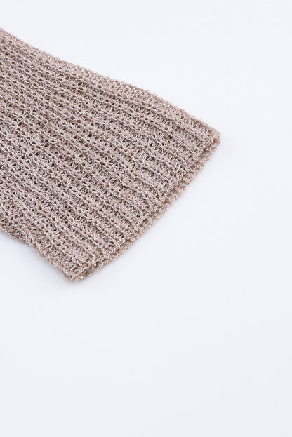 Grauer, lässiger Pullover mit Dolman-Ärmeln und hohem Bund